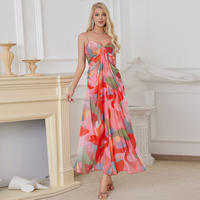 Robe Maxi d'été italienne pour femmes, élégante, décontractée, pour la plage, sans manches, en tissu mousseline imprimé spandex, taille naturelle