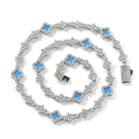 Collier de mode pour femme en laiton plaqué or, style tennis, avec pendentifs multicolores en forme de coquille, trèfle et croix, serti de zircons, vente en gros