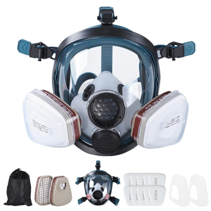 Masque respiratoire industriel en silicone intégral avec double port de filtration et tuyau d'alimentation en air, protection anti-gaz chimiques/poussière/éclaboussures - Product Image 6