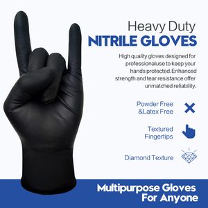 Guanti di Sicurezza Monouso Impermeabili in <span class=keywords><strong>Nitrile</strong></span> a Diamante XINGYU, 9 Mil, Neri, Senza Polvere, Guanti Meccanici in <span class=keywords><strong>Nitrile</strong></span> a Diamante Arancioni - Product Image 4