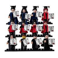 兼容毕业积木小人仔礼物、演讲脚本、礼服、帽子、教育玩具、硕士学位收藏品