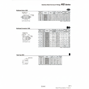 นิวเมติก SMC ฟิตติ้งแบบ one-touch KGE08-01ชิ้นส่วนนิวเมติก - Product Image 1