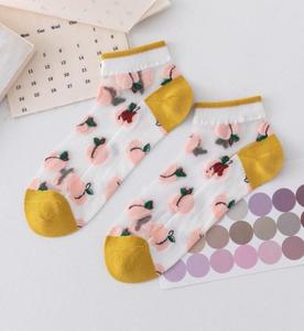 2022 mode été dessin animé fruits pêche cheville chaussette soie doux <span class=keywords><strong>fantaisie</strong></span> chaussette Transparent élastique dentelle pure filles chaussettes femmes - Product Image 6