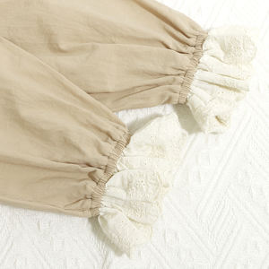 100% cotone tessuto autunno carino neonate vestito manica a sbuffo morbido con volant volant abbigliamento in mussola per ragazza - Product Image 6