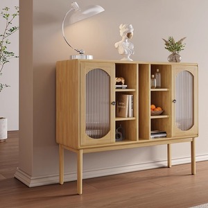 Solid Wood <b>Sideboard</b> Cabinet Natural Color 5 Compartments <b>Storage</b> Living Room Entryway Cabinet - Product Image 1