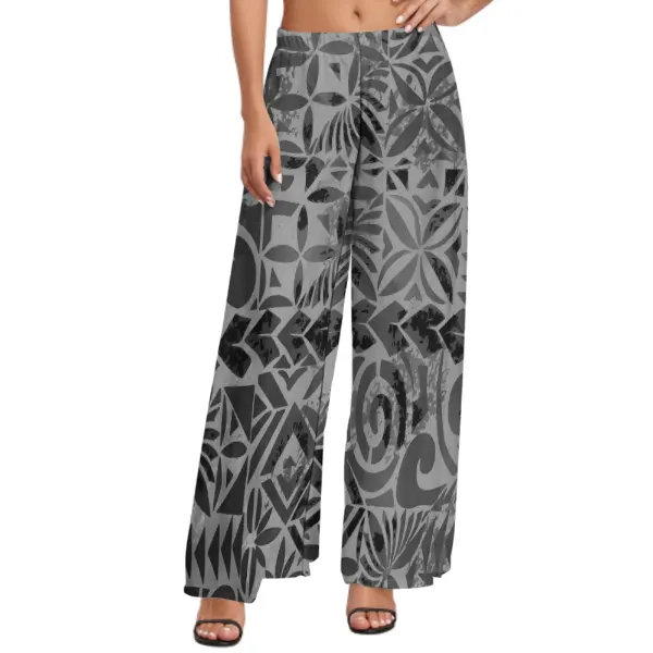 Celana Longgar Musim Panas Wanita Bernapas dan Elastis Desain Pola Tribal Polynesia Cetak Sublimasi Celana Kustom 1MOQ