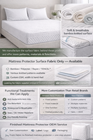 Protège-matelas en tissu jacquard tricoté en fibre de bambou, anti-taches, antidérapant, imperméable, tailles Twin, Full, Queen, King – Vente directe usine