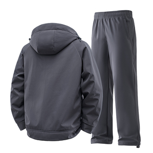 Giacca a vento in tessuto Softshell in pile di Nylon con Logo personalizzato giacca e <span class=keywords><strong>pantaloni</strong></span> in due pezzi Set giacca a vento con cappuccio da <span class=keywords><strong>uomo</strong></span> - Product Image 2