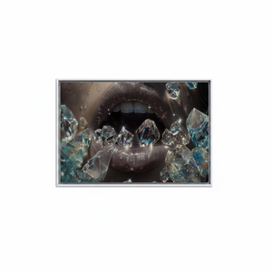 Diamond Lips <b>Canvas</b> Wall Art: Glam Sparkling Gem Print,WHITE <b>FRAMED</b> <b>CANVAS</b> - Product Image 2