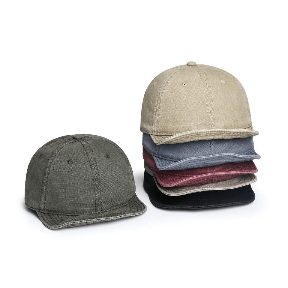 Vintage Washed Cotton Short Brim Baseball Cap Custom Embroidery Logo ...