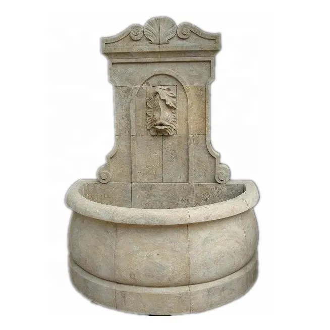 Vendita calda antica natura pietra di marmo statua di pesce parete fontana di acqua