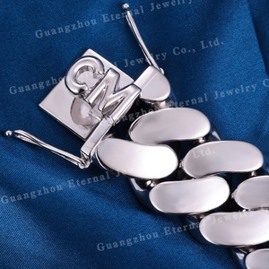 Factory Custom Hip Hop Real 30mm S925 <strong>Silver</strong> 9k 10 14k 18k <strong>Solid</strong> Gold 30mm Miami Cuban Link Chain Necklace Men Women <strong>Bracelet</strong> - Product Image 3