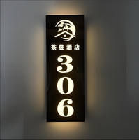 Plaque de numéro de porte personnalisée en acier inoxydable, rétroéclairée, avec éclairage LED, plaque de numéro de chambre d'hôtel, plaque d'adresse de luxe