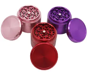 Custom Logo Aluminium alloy 4 piece 63mm herb grinder colorful tobacco grinder metal grinder for herb supplier