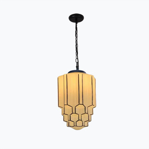 Lampe suspendue en verre artistique ronde E27 220V LED à bordure noire pour cafés, bars, restaurants, hôtels - Product Image 5