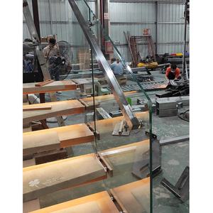 GAOBO 현대 유리 난간 계단 레드 화이트 오크 너도밤 나무 단단한 나무 단계 실내 조립식 플로팅 탄소 강판 계단 - Product Image 3