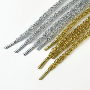 Cordones de zapatos con brillo de 0.8cm, de hilo dorado y plateado, con diseño de cadena de ganchillo, malla de cola trenzada y cuerda hueca, accesorios para calzado y ropa, bolsa de regalo - Product Image 1