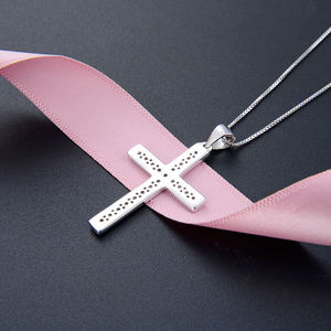 Bling стерлингового серебра 925 крест браслеты с подвесками кубического циркония белого золота колье с подвеской в виде Креста Подвеска Медальон крестик - Product Image 5