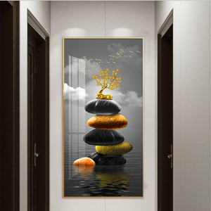 Cerf doré allongé <span class=keywords><strong>sur</strong></span> la roche peinture art mural de luxe pour couloir et décoration murale de la maison photo impression toile et affiches - Product Image 5