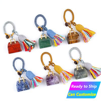 Großhandel Natürliche Halbedelstein-Taschenanhänger Kreative Handgewebte Auto-Accessoires Kleidung und Schmuck Kristallanhänger
