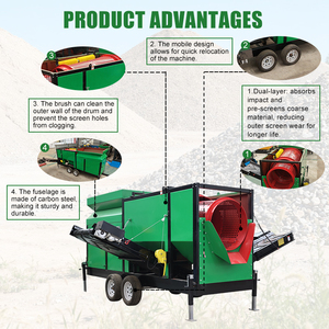 Separador Móvil de Arena y Grava para Compostaje MTS1230, Cribadora de Suelo con Tambor Rotatorio para Tierra con Piedras y Residuos Vegetales - Product Image 2