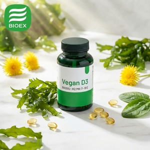 Vitamina D3 Vegana 5000UI K2 MK-7 B12 per Supporto Osseo, Cardiaco e Immunitario, Capsule Softgel <span class=keywords><strong>di</strong></span> <span class=keywords><strong>Colecalciferolo</strong></span> OEM Etichetta Privata - Product Image 2