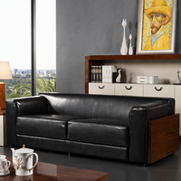 Canapé d'angle en cuir HAOSEN S083 avec décoration en grain de bois classique pour bureau
