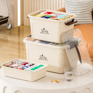 صندوق تخزين أدوية بلاستيكي منزلي كبير السعة بتصميم NBD006 مع غطاء، متعدد الطبقات ومقسم لتصنيف الأدوية - Product Image 1