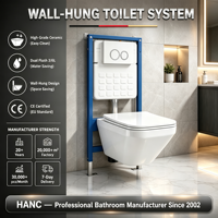 Ensemble WC suspendu moderne chinois 1 pièce en céramique avec bidet intégré et double chasse d'eau