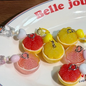 Porte-clés en résine en forme de fruit de pomelo simulé en 3D, breloque de sac alimentaire, porte-clés perlé, pendentif miniature mignon pour cadeau - Product Image 3