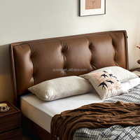 116189 Großhandelspreis Komfortables Braunes Lederbett King/Queen Size Montierter Holzrahmen Lederbett