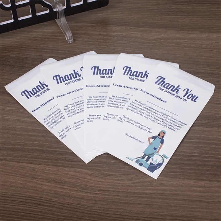 Custom Printed Creative White Kraft Paper Wallet Envelope Business Use 'Thank You' Style