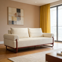 Komprimiertes Vakuum-Versiegeltes Modulares Sofa mit Rotem Gebogenem Metallrahmen, Kindersicherer Abgerundeter Ecken, Platzsparendes Wohnzimmer-Couch