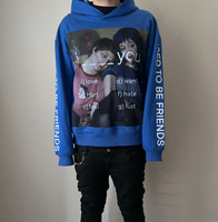 Sweat à capuche oversize pour homme avec imprimé graphique intégral sur la manche et la devanture, en coton épais, style streetwear esthétique romantique sombre