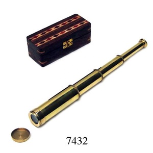 Antiguo latón sólido Marina telescopio náutico con caja de madera de mano de cuero en catalejo telescopio para venta - Product Image 3