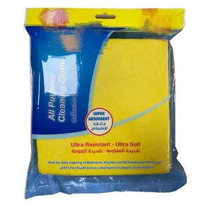 BSCI 50% viscosa, 50% poliéster perforado con aguja no tejido amarillo paño de limpieza multiusos, toallitas de limpieza multiusos