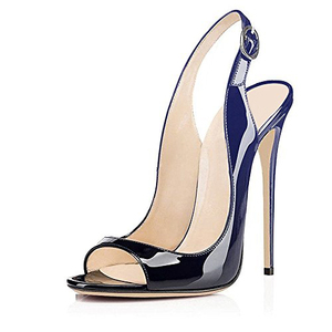 Sandales à talons hauts pour femmes en cuir verni Grsdient Color Dress Shoes Slingbacks Buckle Strap Pumps Open Toe Stiletto - Product Image 5
