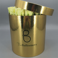 Boîte à fleurs ronde en carton fantaisie de qualité supérieure, en matériaux recyclés, couleur or et argent, logo personnalisé pour l'emballage de roses de mariage