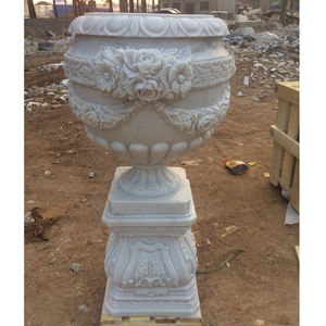 Jardinières extérieures en marbre blanc Pots de fleurs romains Vente en gros - Product Image 6