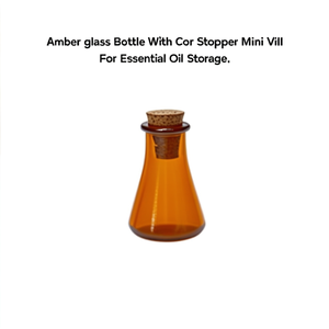 Amber Glass <b>Bottle</b> With Cork <b>Stopper</b> Mini Vial For Essential Oil Storage - Product Image 3