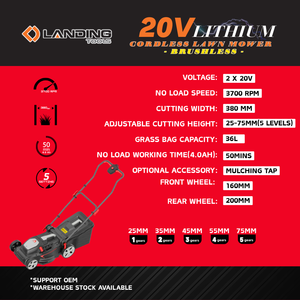 Tondeuse à gazon sans fil sans balais 511113, coupe-herbes silencieux alimenté par batterie et <span class=keywords><strong>sac</strong></span> de collecte d'herbe <span class=keywords><strong>pour</strong></span> la maison et le jardin - Product Image 3