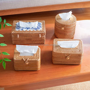 Cajas de pañuelos de mimbre natural personalizadas OEM respetuosas con el medio ambiente al por mayor, servilleteros de colores para cocina, impermeables para restaurantes - Product Image 5