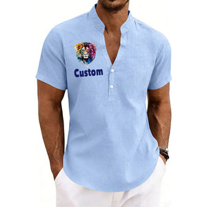 Camisetas de Hombre Lisas de Lino 100% de Alta Calidad con Logotipo Personalizado al por Mayor, Camisetas Unisex Casuales para Hombre con Estampado Gráfico - Product Image 4