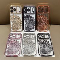 Coque de téléphone Bling Bling Diamant Paon pour iPhone 13 14 15 16 17 Pro Max 14 15 16 Plus 17 Air, Housse de téléphone Électroplaquée Scintillante