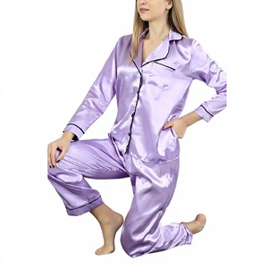 Conjunto de Pijama de Satén de Manga Larga para Mujer, Tallas Grandes, Suave, Cómodo y Transpirable, con Cierre de Botones, Varios Colores, Envío Rápido, Gran Venta - Product Image 3