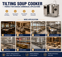 Cuisinière à induction certifiée ETL 15KW, cuiseur à soupe inclinable manuel à induction, bouilloire électrique à induction