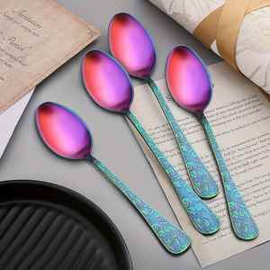 Cuillère à thé de luxe en acier inoxydable en gros, cuillère à café à manche gaufré, cuillère à dessert pour mariage et fête - Product Image 1