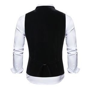 <strong>Mens</strong> <strong>Velvet</strong> Formal Vest Slim Fit Business Suit Vest Solid Color Sleeveless <strong>Waistcoat</strong> - Product Image 4