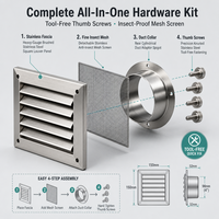 Diffuseur d'air carré moderne en acier inoxydable pour système de ventilation, installation facile
