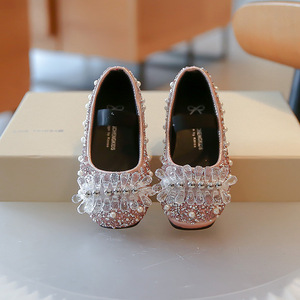 Nouvelles Chaussures Plates de Danse pour Filles, Style Princesse, avec Strass et Perles - Product Image 4